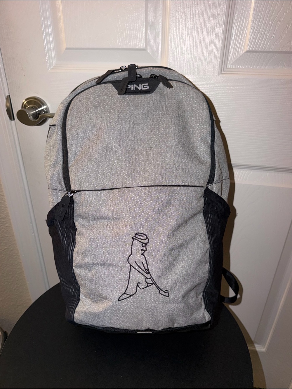 Ping Gray & Black Golf Backpack with Golfer Embroidery